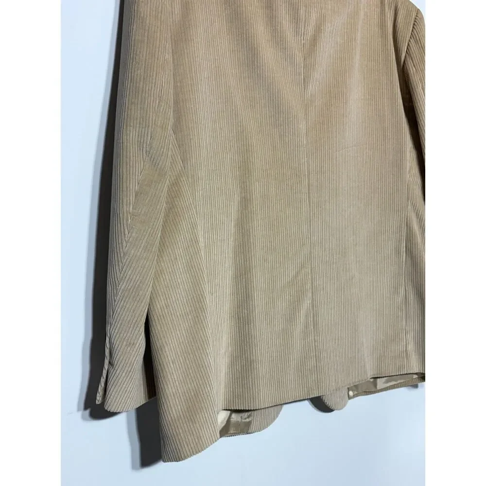 Nautica Corduroy Blazer Mens 48S Tan Camel Cotton Sport Coat Academic Vintage